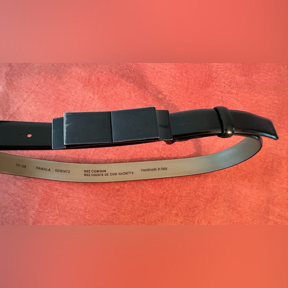 Hugo Boss Black Leather Dress Belt with Matte Black Buckle